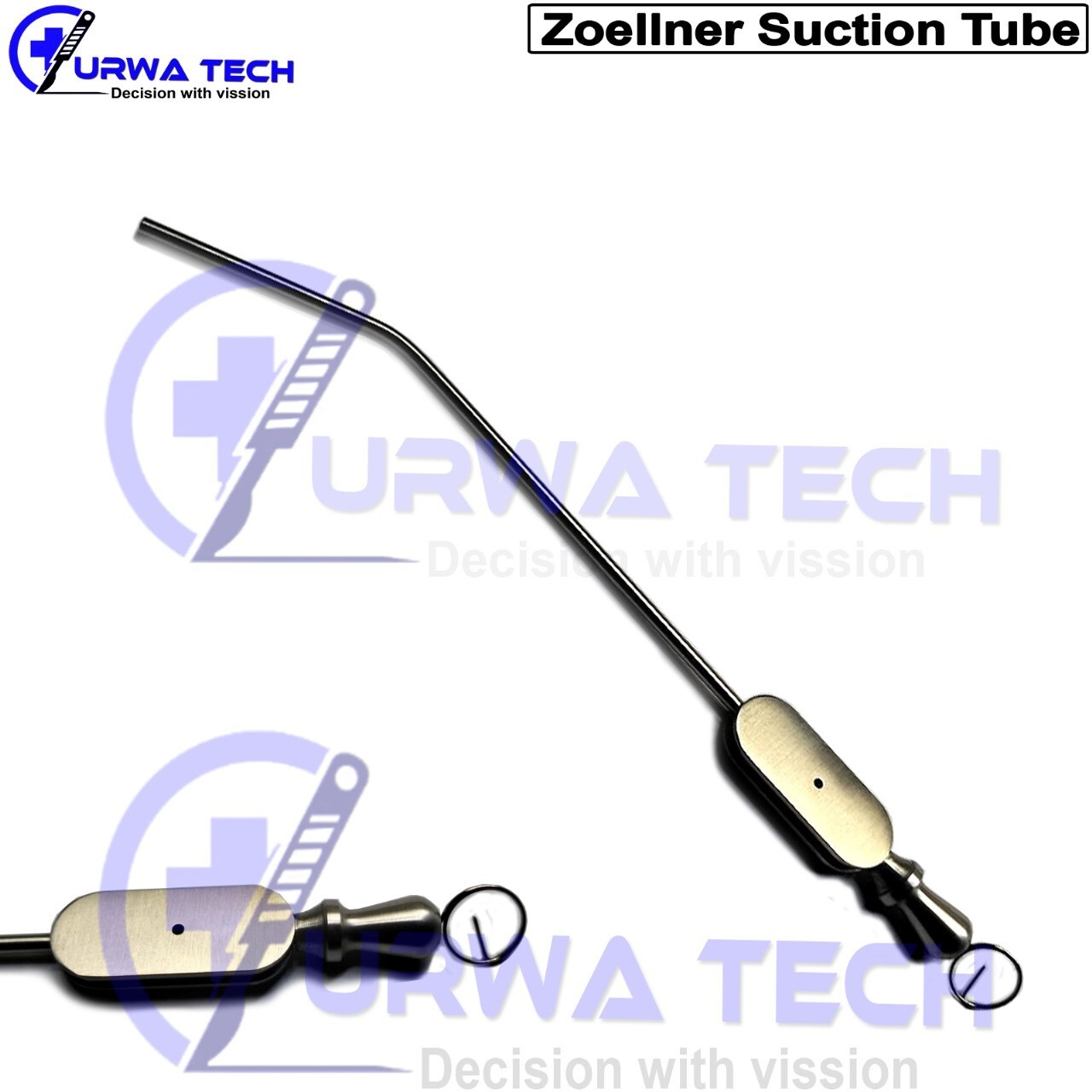 Zoellner Ear Suction Tube, 6.25″, 3 Extra Tips 18/20/22 Gauge, 2.5mm Diameter