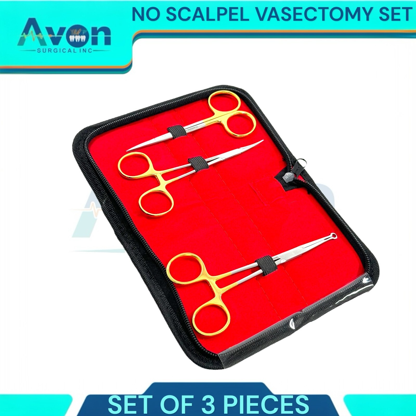 Set of 3pcs No Scalpel Vasectomy Set -German Grade Premium Urology Tools w/ Case