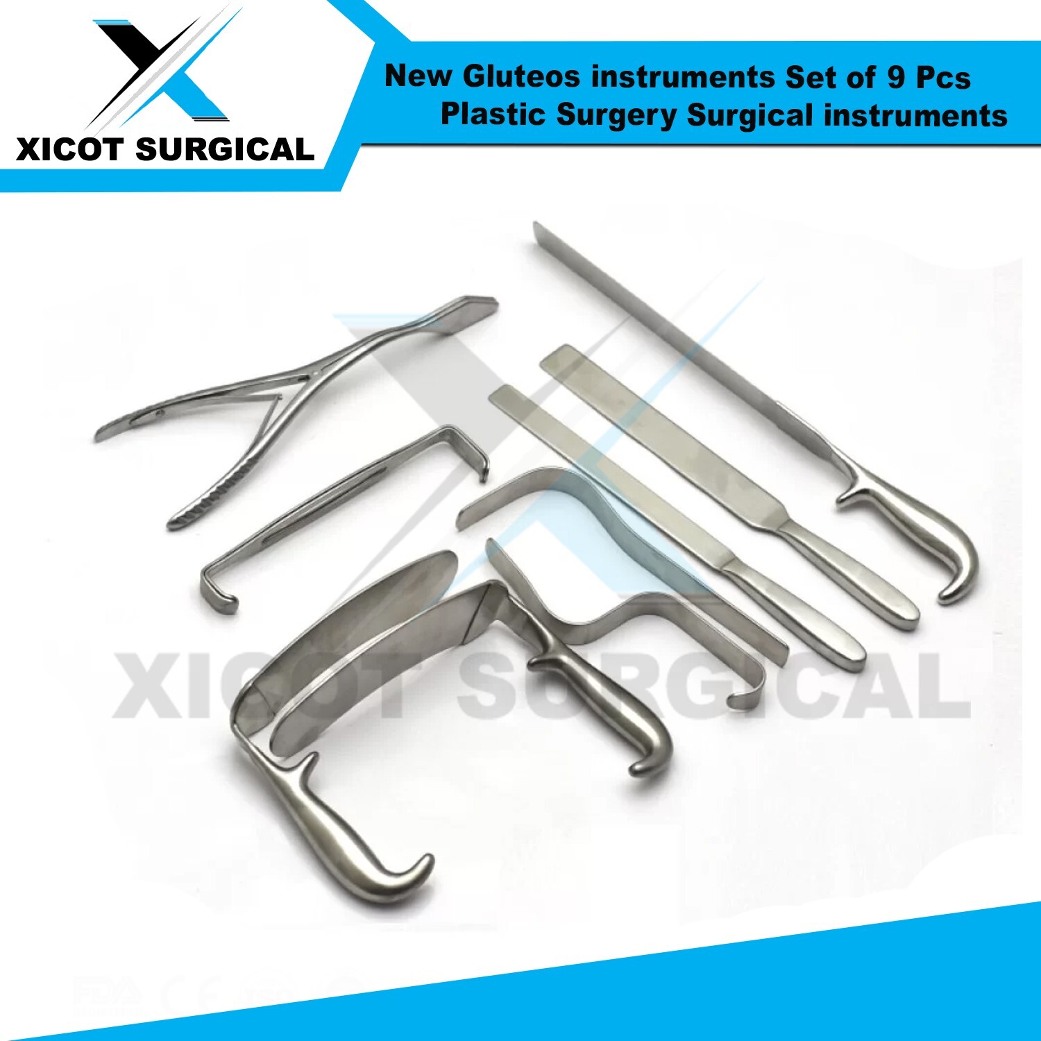 New Gluteos instruments Set of 9 Pcs Plastic Surgery Surgical instruments
