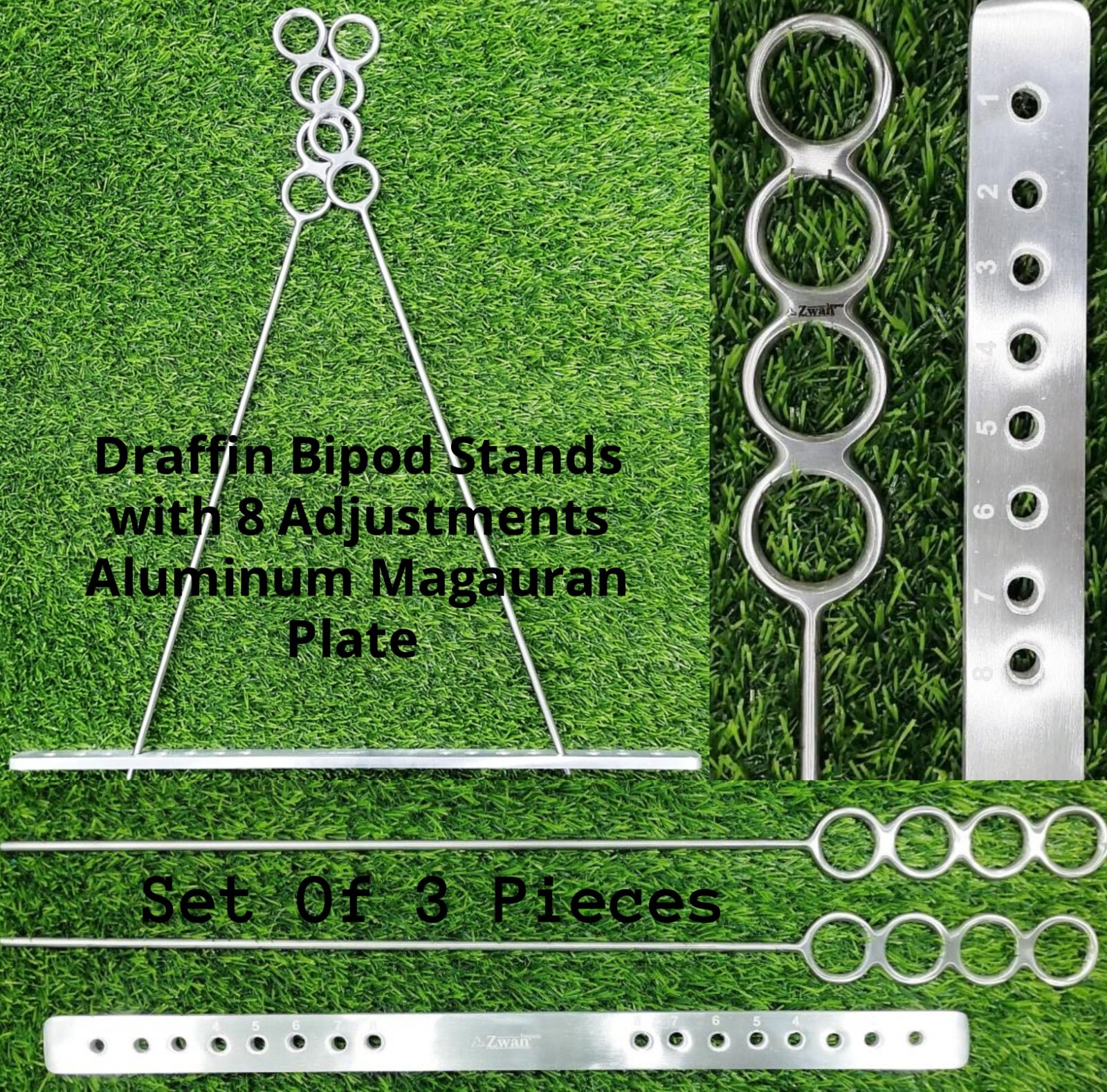 Draffin Bipod Stands with 8 Adjustments Aluminum Magauran Plate Tonsillectomy 3p