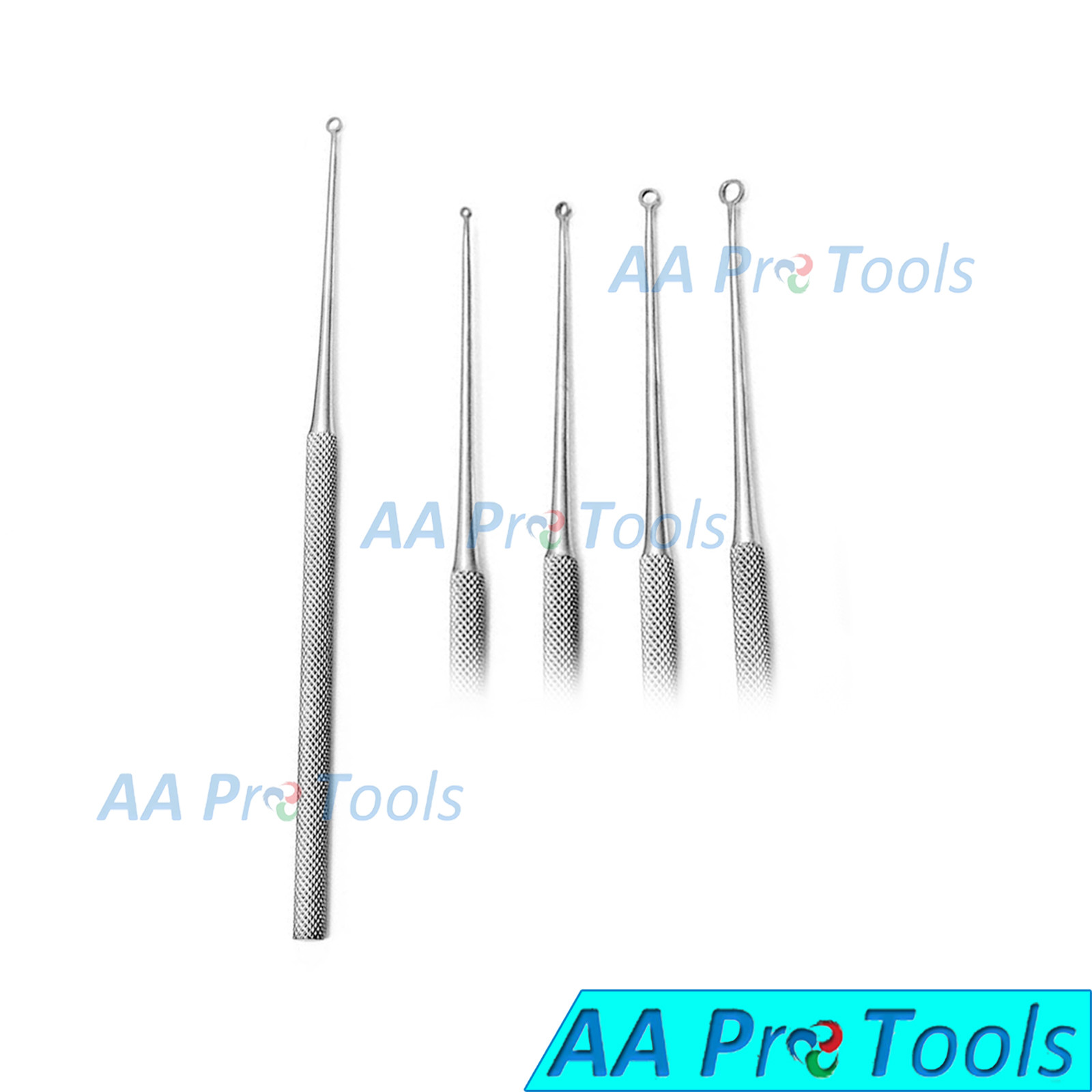 5-Pcs Buck Ear Curettes Surgical, Veterinary, Instruments Straight Sharp
