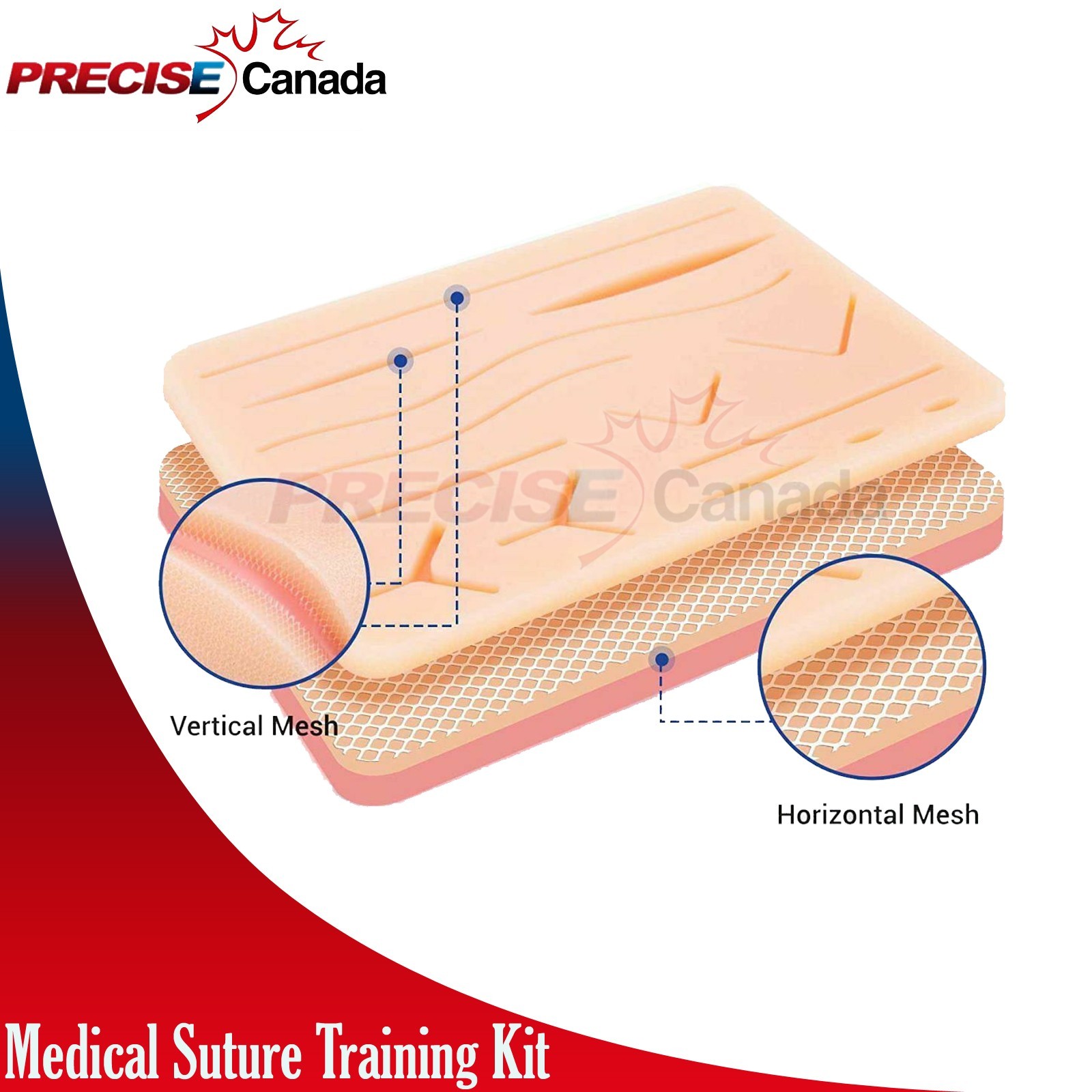 Medical Skin Suture Practice Silicone Pad Wound Simulated Training Kit DS-1496
