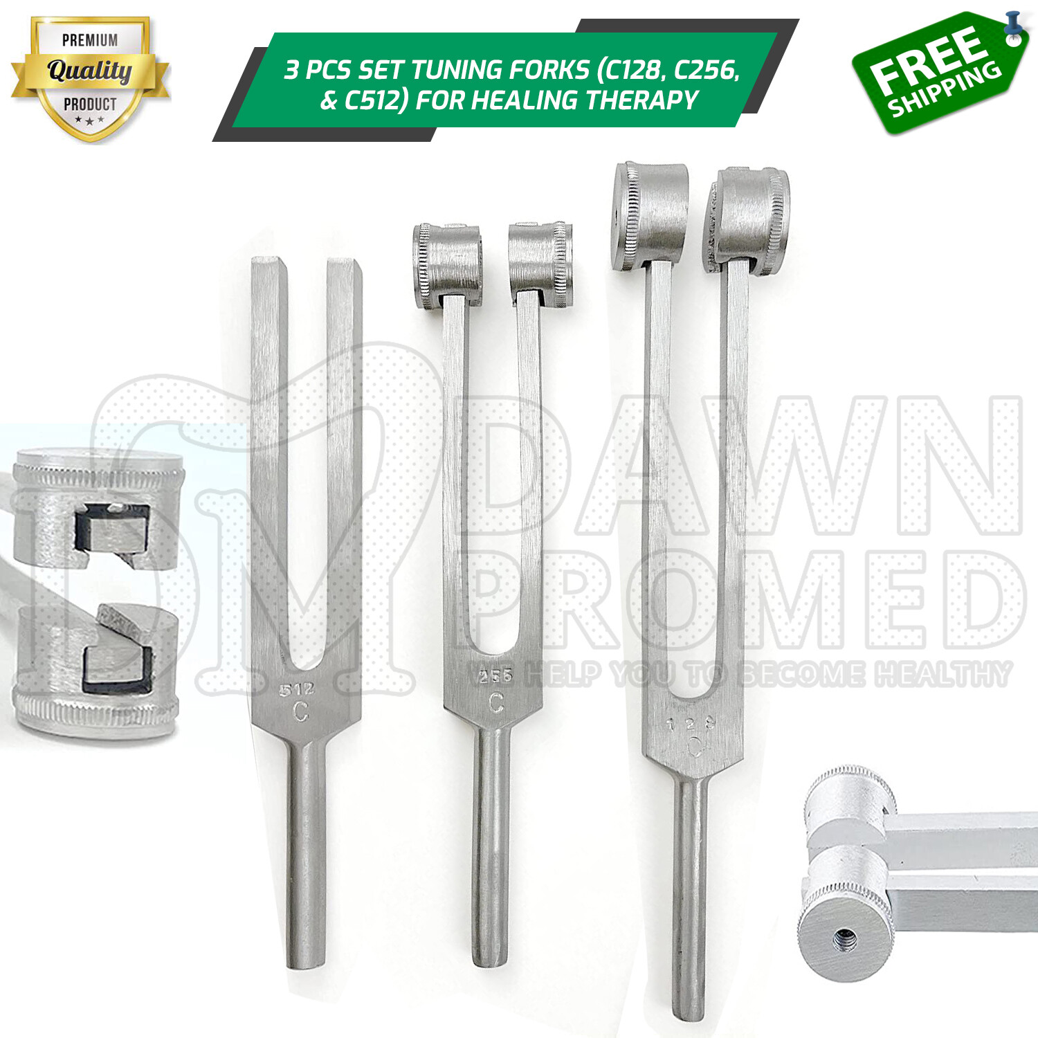 Tuning Fork Set of 3 Healing Therapy Medical Surgical Diagnostic Instruments