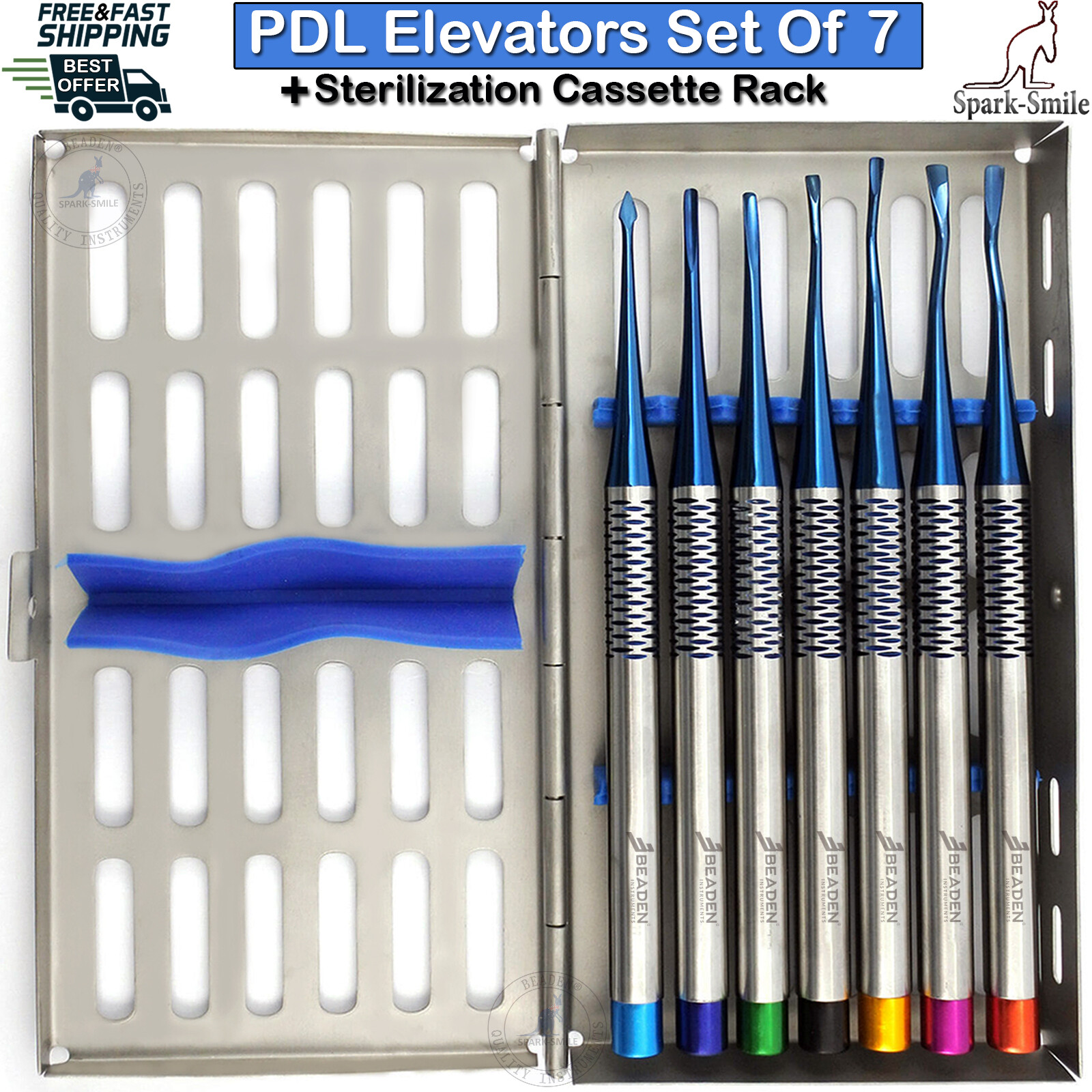 Tooth Extraction Loosening Dental Elevators PDL Blue Coated With 7pcs Cassette