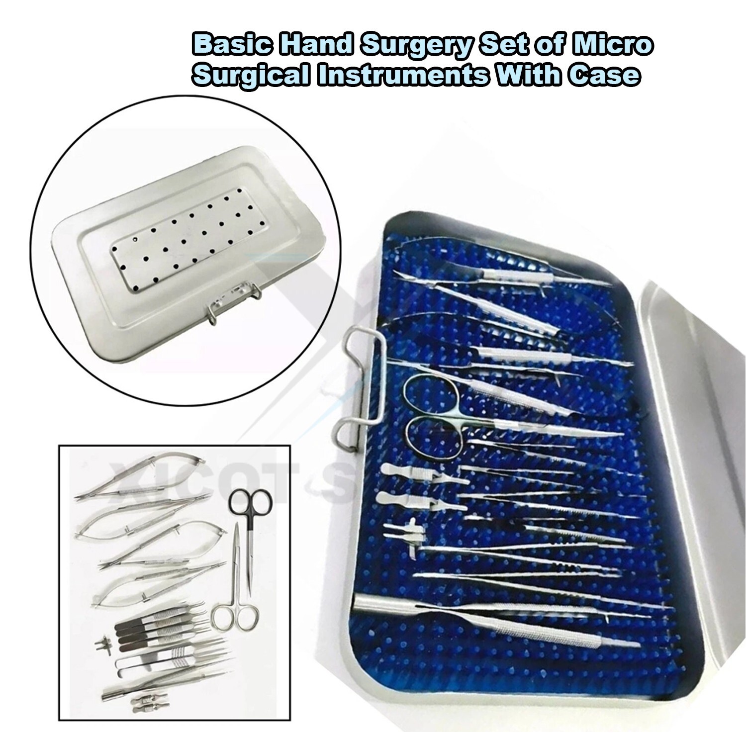 Basic Hand Surgery Set of Micro Surgical Instruments With case