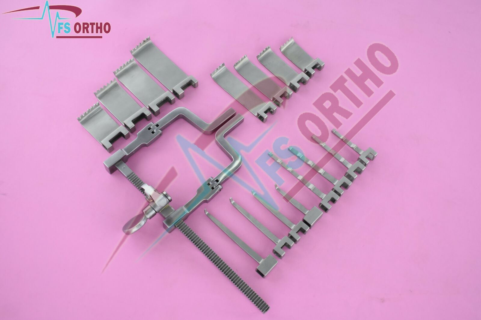 McChuloch Hinged Arms Retractor Set with 16 PCs Blades + Retractor Orhopedic