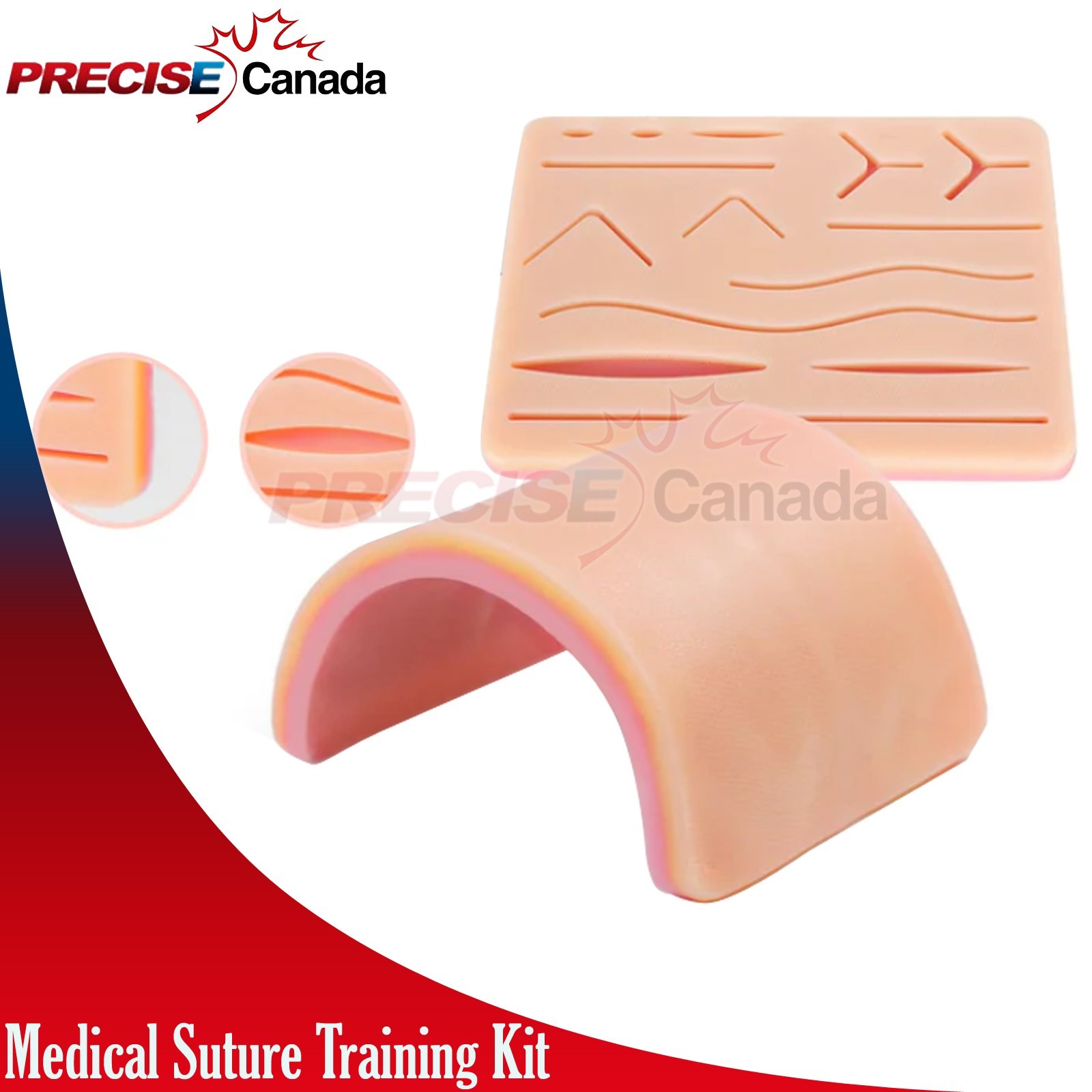 Medical Skin Suture Practice Silicone Pad Wound Simulated Training Kit DS-1496