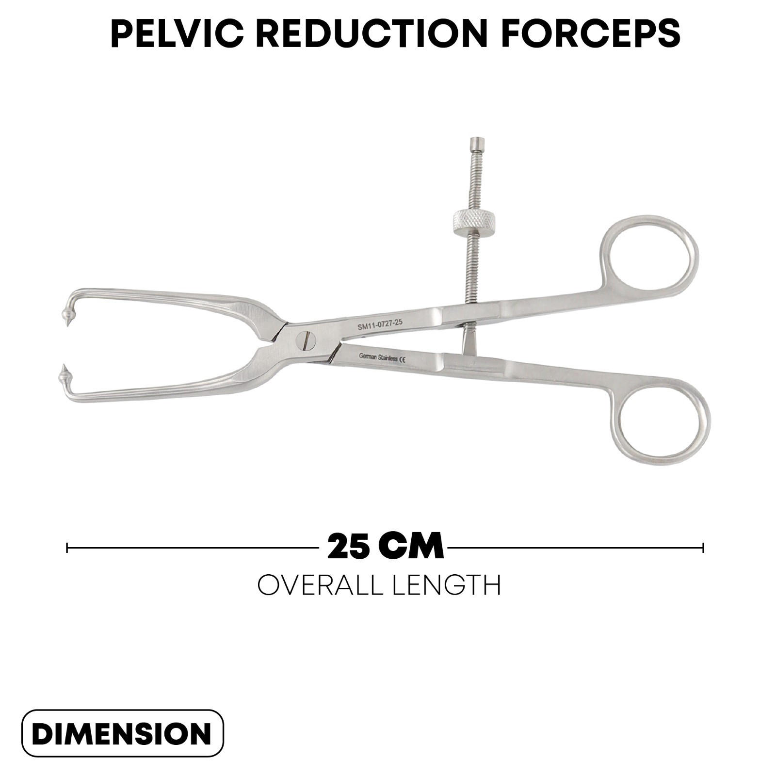 Pelvic Reduction Forceps 25 cm Orthopedic Short Pointed Ball Tips Instrument SS