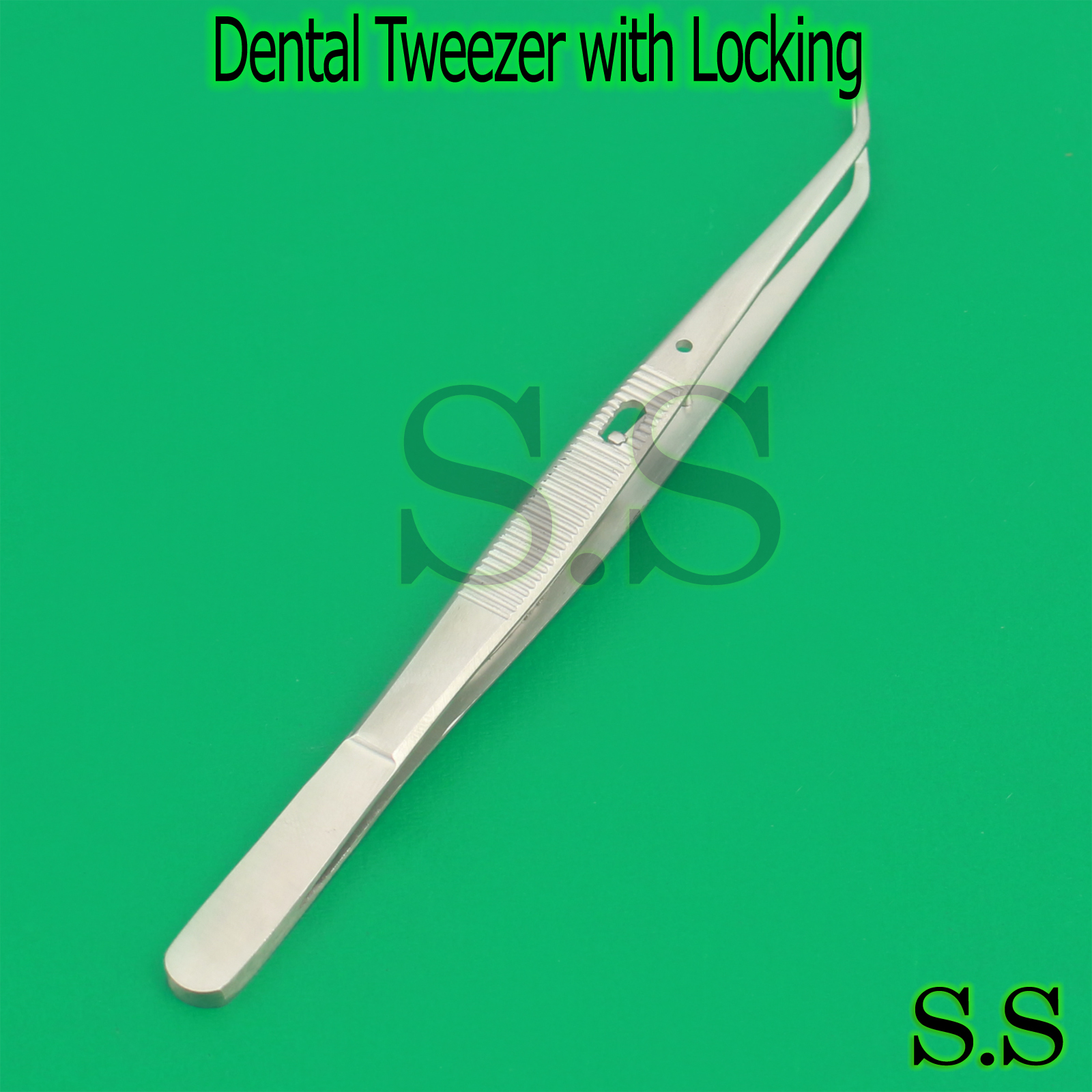 6″ Dental Tweezer Surgical Steel Tool Instrument Serrated Tip with Locking