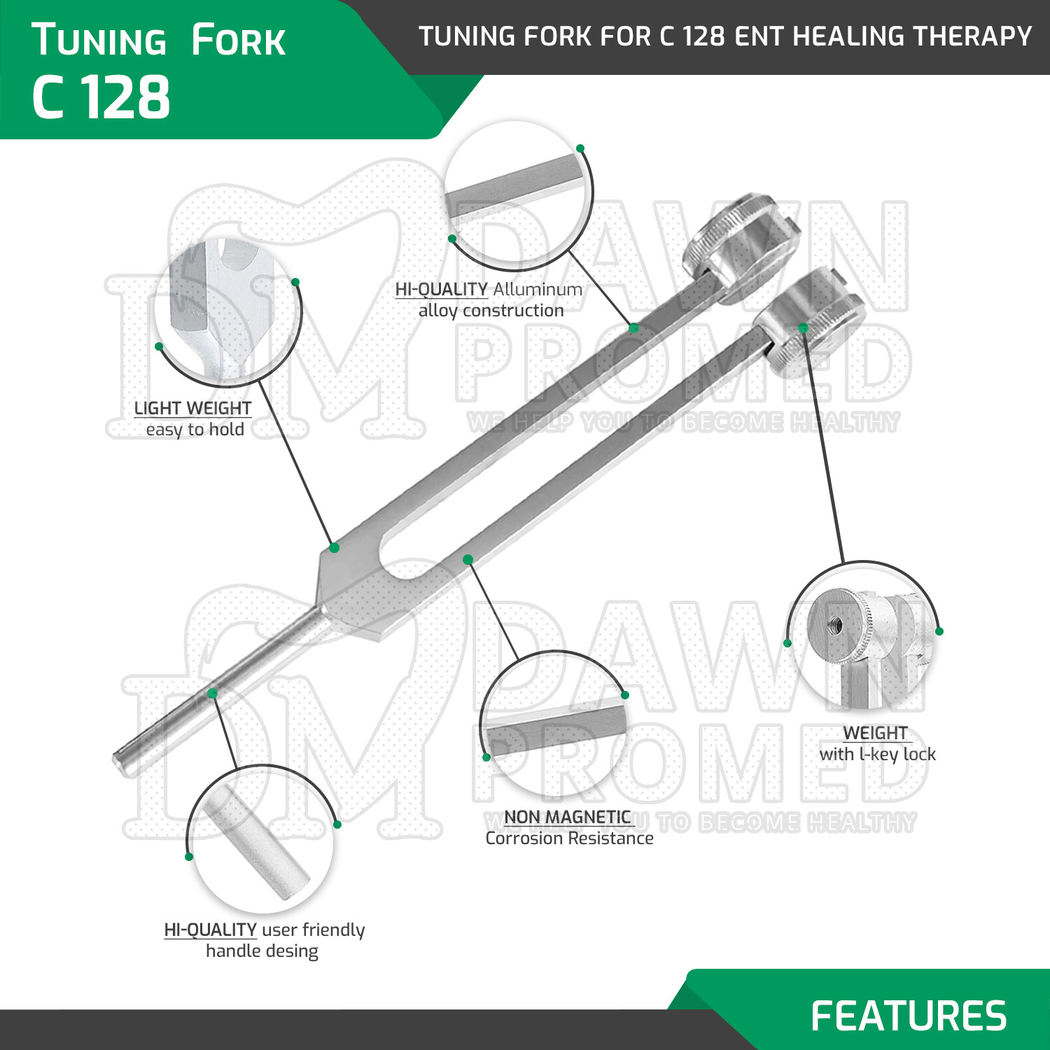 Tuning Fork Set of 3 Healing Therapy Medical Surgical Diagnostic Instruments
