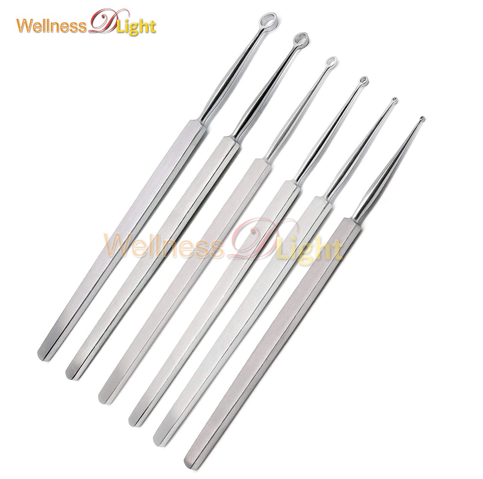 Fox Dermal Curettes Dermatology 1mm-6mm ENT 6 Pcs Stainless Steel Instruments