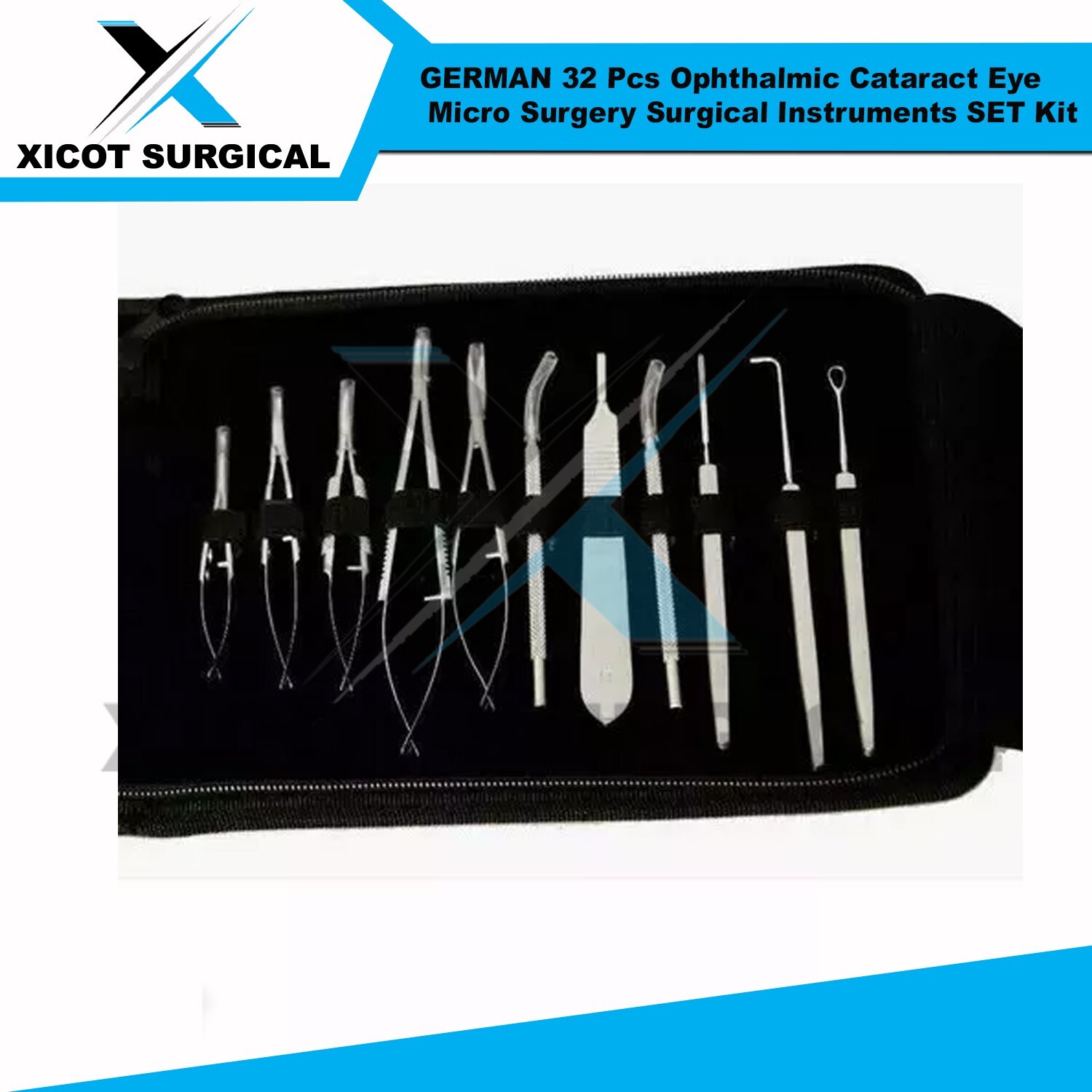 GERMAN 32 Pcs Ophthalmic Cataract Eye Micro Surgery Surgical Instruments SET Kit