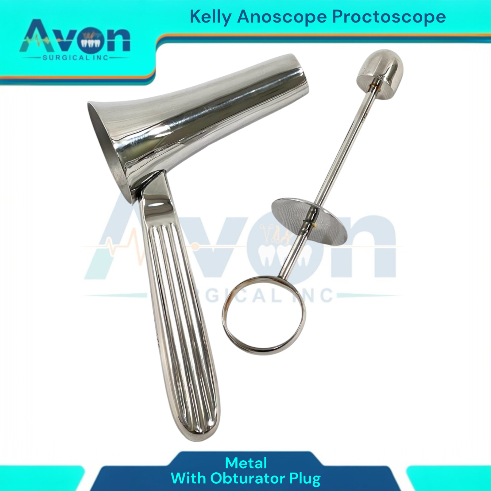 Kelly Proctoscope Anoscope Rectal Gynecology, Urology Speculum w/ Obturator Plug