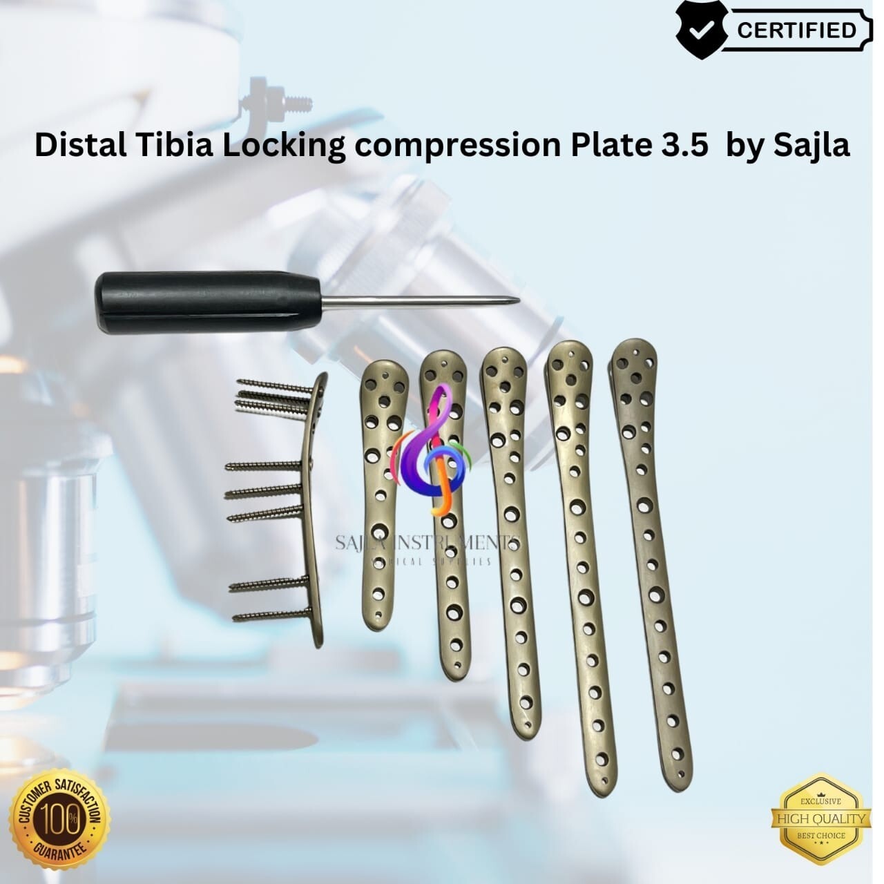 6 pieces Distal tibia locking plate 3.5mm with 50 screws by Sajla instruments
