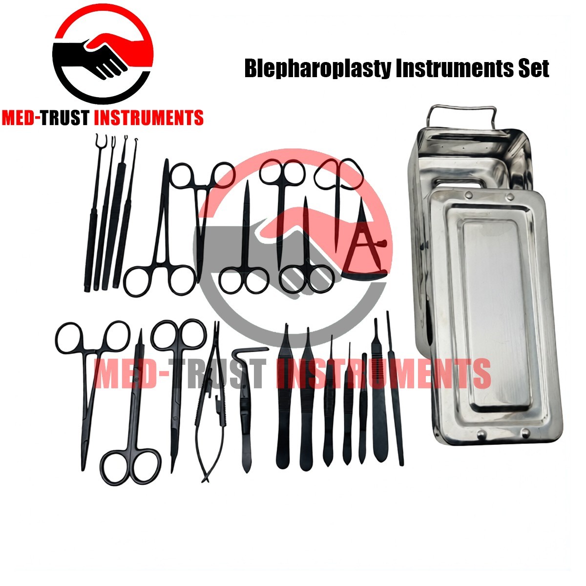 Blepharoplasty Instruments Set – Black | Plastic & Eye Surgery Kit with Box