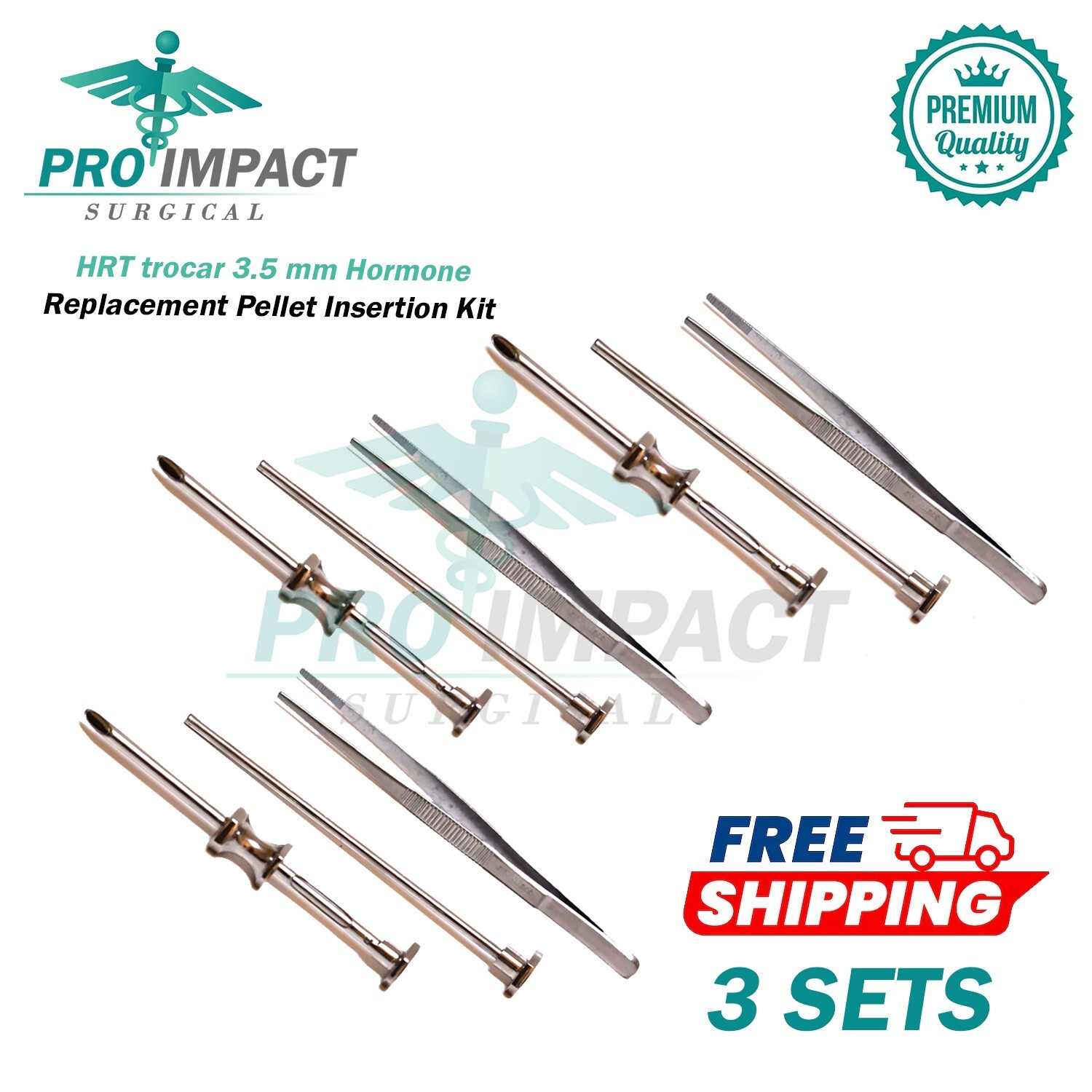HRT Trocar 3.5mm Hormone Replacement Pellet Insertion Kit 3 Sets Surgical