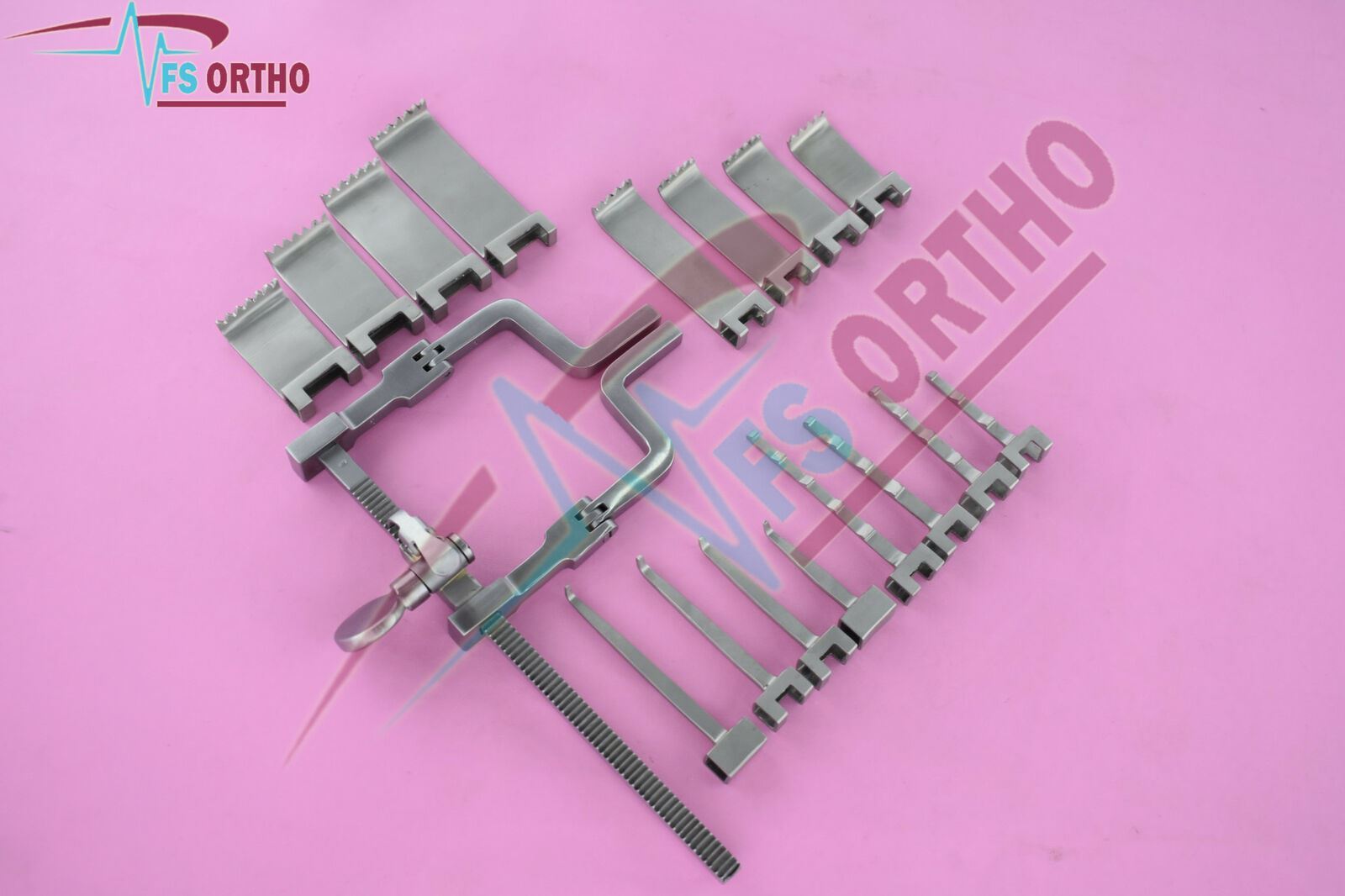 McChuloch Hinged Arms Retractor Set with 16 PCs Blades + Retractor Orhopedic