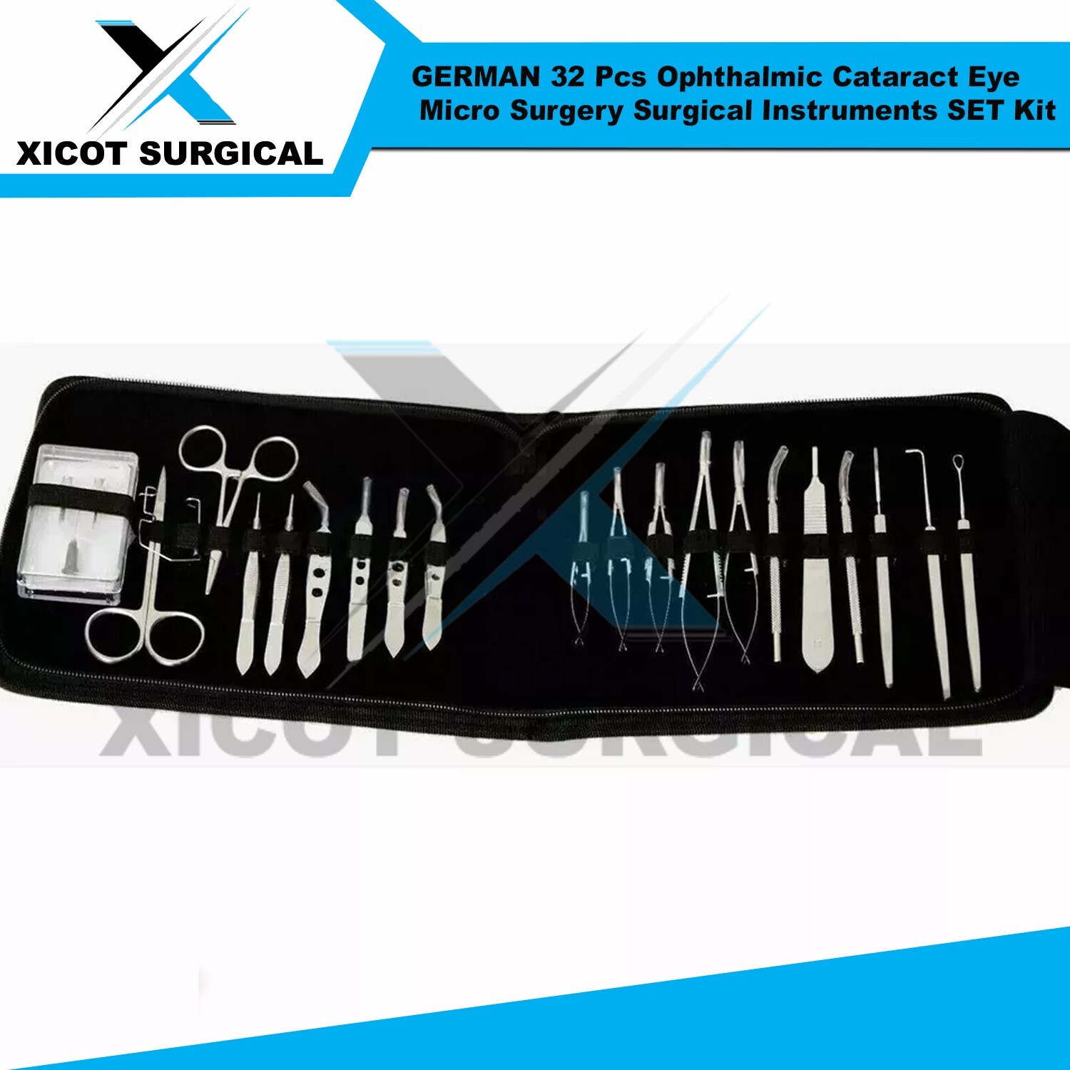 GERMAN 32 Pcs Ophthalmic Cataract Eye Micro Surgery Surgical Instruments SET Kit