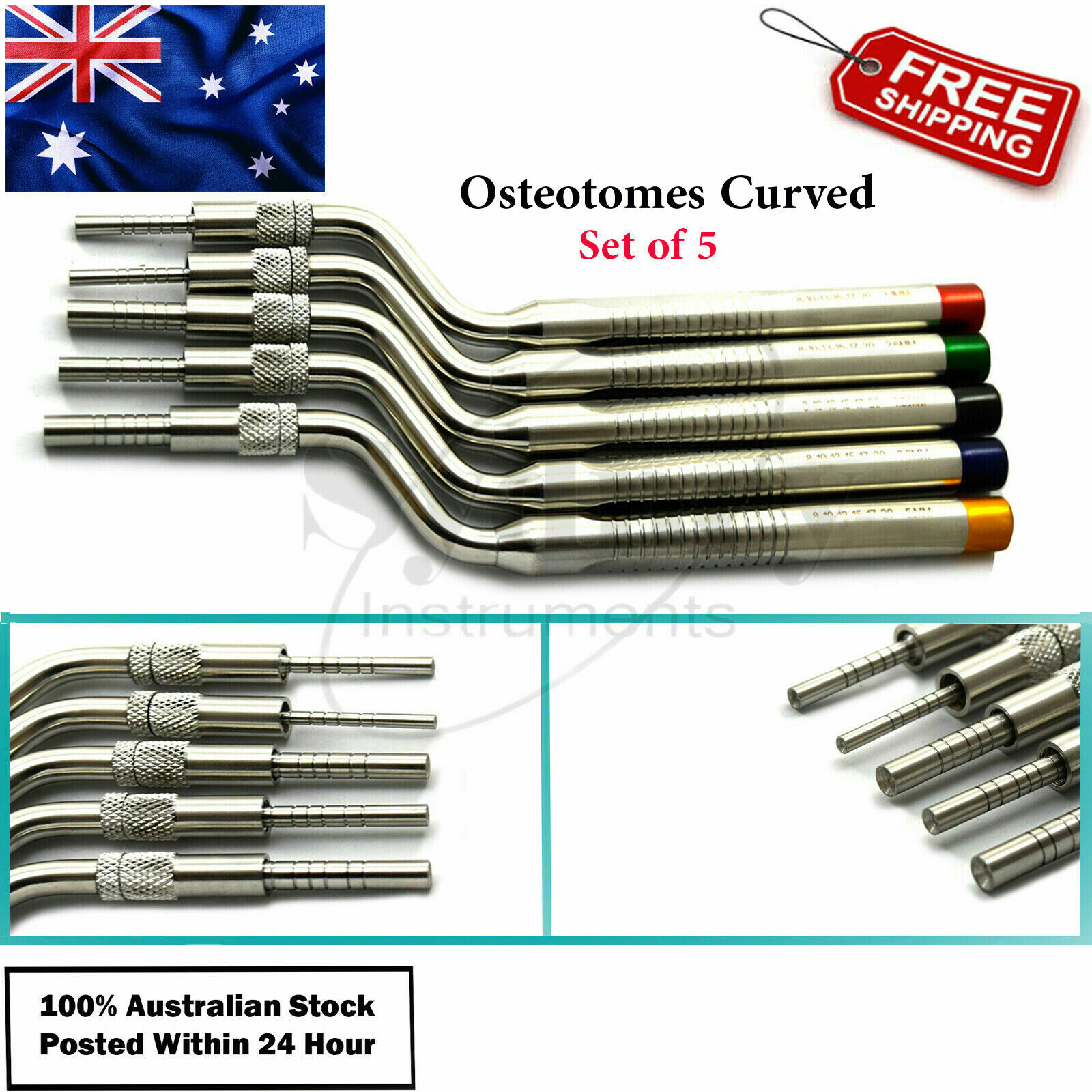 Range Of Bone Chisels Kit Instrument Ridge Concave Tip Splitting Ridge Expansion